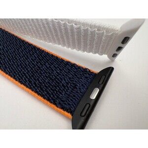 Apple Watch Loop Band Set - White & Navy/Orange Woven Nylon